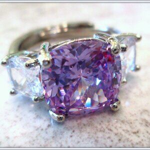 Alexandrite Purple gemstone radiant cut Rings For Women  Party Jewelry S 7